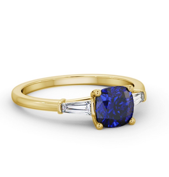 Shoulder Stone Blue Sapphire and Diamond 1.60ct Ring 9K Yellow Gold GEM100_YG_BS_THUMB1
