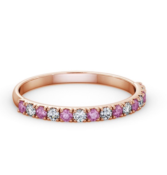 Half Eternity Pink Sapphire and Diamond 0.43ct Ring 9K Rose Gold GEM101_RG_PS_THUMB1