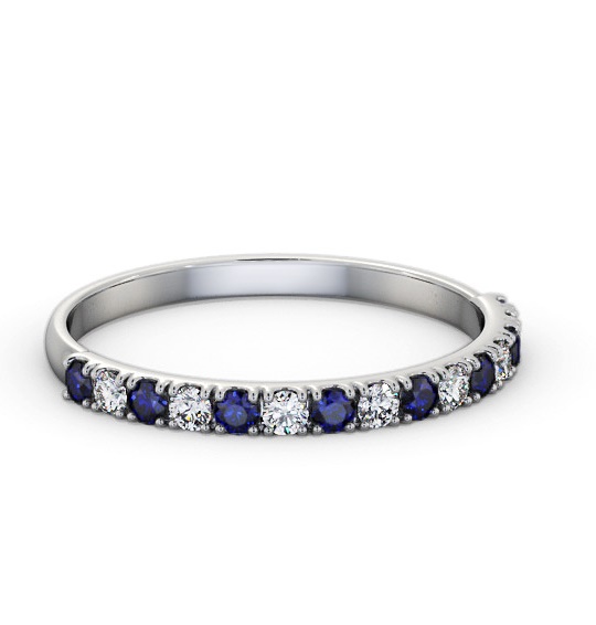Half Eternity Blue Sapphire and Diamond 0.43ct Ring 18K White Gold GEM101_WG_BS_THUMB2 
