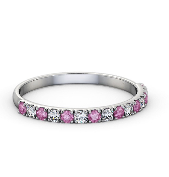 Half Eternity Pink Sapphire and Diamond 0.43ct Ring 18K White Gold GEM101_WG_PS_THUMB2 