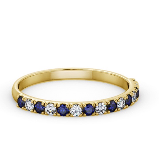 Half Eternity Blue Sapphire and Diamond 0.43ct Ring 18K Yellow Gold GEM101_YG_BS_THUMB1