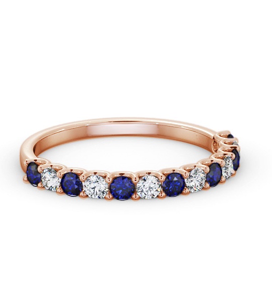Half Eternity Blue Sapphire and Diamond 0.60ct Ring 18K Rose Gold GEM102_RG_BS_THUMB1