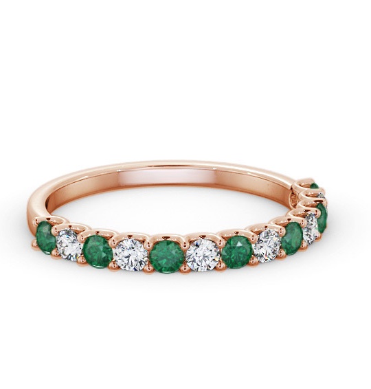 Half Eternity Emerald and Diamond 0.53ct Ring 9K Rose Gold GEM102_RG_EM_THUMB1