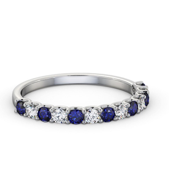 Half Eternity Blue Sapphire and Diamond 0.60ct Ring 18K White Gold GEM102_WG_BS_THUMB2 