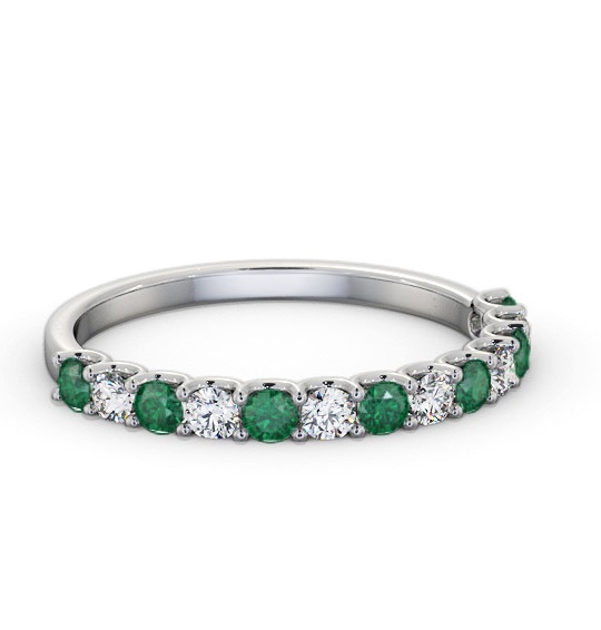 Half Eternity Emerald and Diamond 0.53ct Ring 18K White Gold GEM102_WG_EM_THUMB1