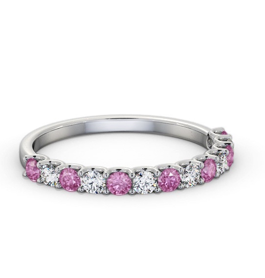Half Eternity Pink Sapphire and Diamond 0.60ct Ring 18K White Gold GEM102_WG_PS_THUMB2 