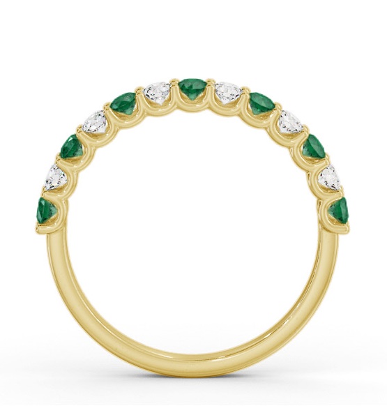 Half Eternity Emerald and Diamond 0.53ct Ring 18K Yellow Gold GEM102_YG_EM_THUMB1 