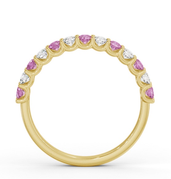 Half Eternity Pink Sapphire and Diamond 0.60ct Ring 9K Yellow Gold GEM102_YG_PS_THUMB1 