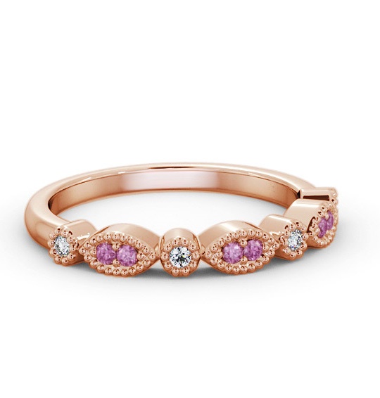Half Eternity Pink Sapphire and Diamond 0.15ct Ring 18K Rose Gold GEM103_RG_PS_THUMB1
