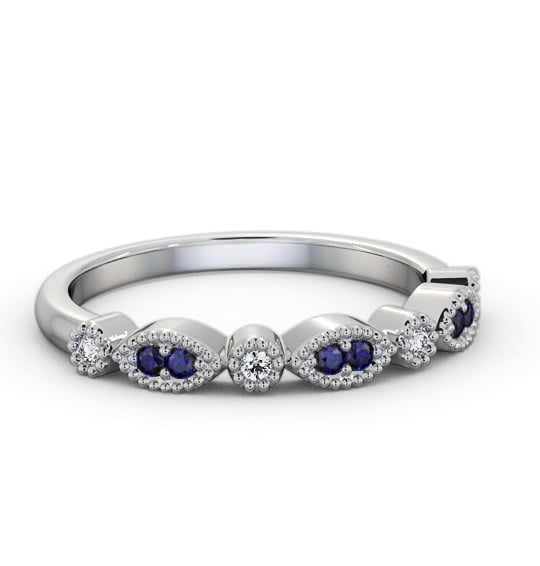 Half Eternity Blue Sapphire and Diamond 0.15ct Ring 18K White Gold GEM103_WG_BS_THUMB2 