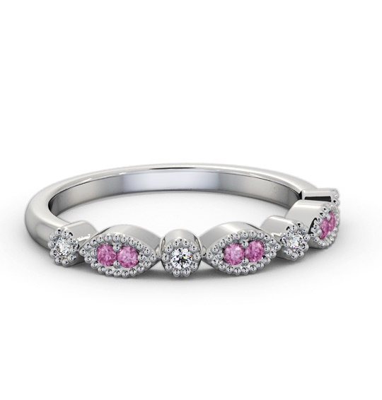 Half Eternity Pink Sapphire and Diamond 0.15ct Ring 18K White Gold GEM103_WG_PS_THUMB2 