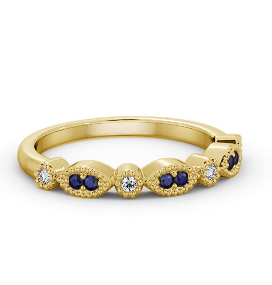Half Eternity Blue Sapphire and Diamond 0.15ct Ring 9K Yellow Gold GEM103_YG_BS_THUMB1