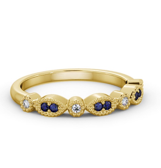 Half Eternity Blue Sapphire and Diamond 0.15ct Ring 18K Yellow Gold GEM103_YG_BS_THUMB2 