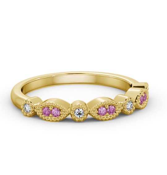 Half Eternity Pink Sapphire and Diamond 0.15ct Ring 9K Yellow Gold GEM103_YG_PS_THUMB1