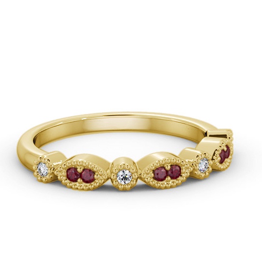 Half Eternity Ruby and Diamond 0.15ct Ring 18K Yellow Gold GEM103_YG_RU_THUMB2 