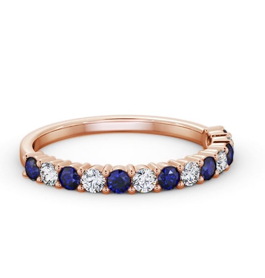 Half Eternity Blue Sapphire and Diamond 0.60ct Ring 9K Rose Gold GEM104_RG_BS_THUMB2 