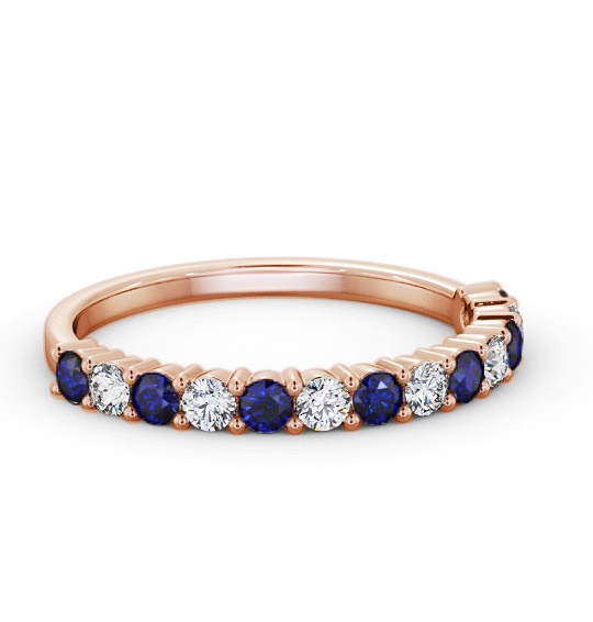 Half Eternity Blue Sapphire and Diamond 0.60ct Ring 9K Rose Gold GEM104_RG_BS_THUMB1