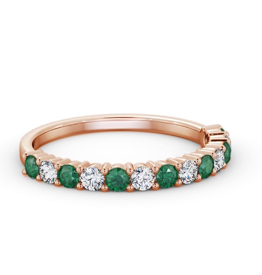 Half Eternity Emerald and Diamond 0.53ct Ring 9K Rose Gold GEM104_RG_EM_THUMB1