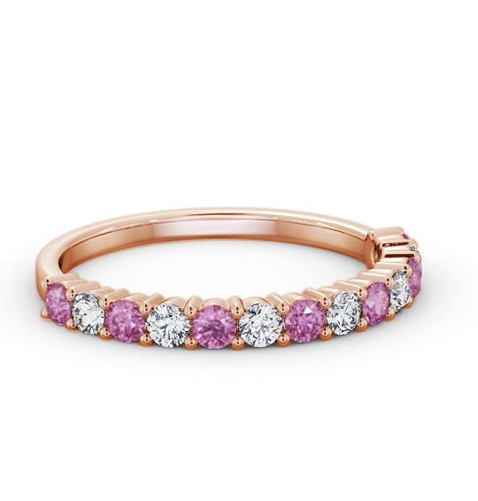 Half Eternity Pink Sapphire and Diamond 0.60ct Ring 9K Rose Gold GEM104_RG_PS_THUMB1