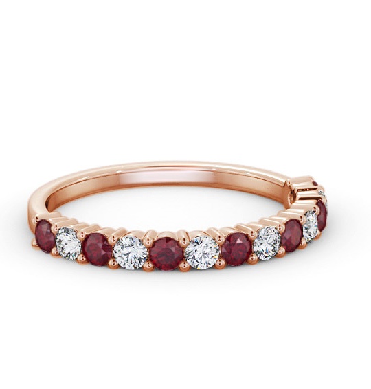 Half Eternity Ruby and Diamond 0.60ct Ring 18K Rose Gold GEM104_RG_RU_THUMB2 