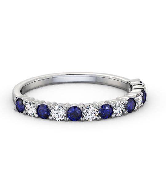 Half Eternity Blue Sapphire and Diamond 0.60ct Ring Platinum GEM104_WG_BS_THUMB2 