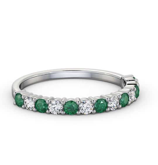 Half Eternity Emerald and Diamond 0.53ct Ring 18K White Gold GEM104_WG_EM_THUMB1