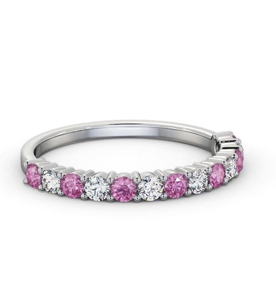 Half Eternity Pink Sapphire and Diamond 0.60ct Ring Platinum GEM104_WG_PS_THUMB2 