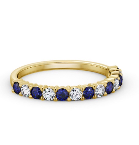 Half Eternity Blue Sapphire and Diamond 0.60ct Ring 9K Yellow Gold GEM104_YG_BS_THUMB1