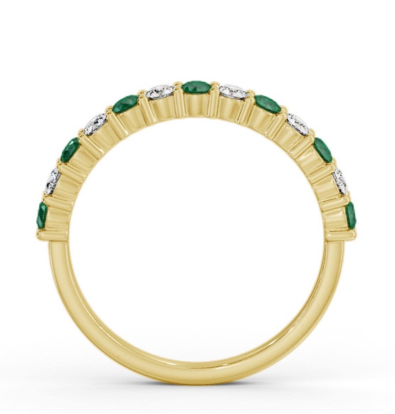 Half Eternity Emerald and Diamond 0.53ct Ring 9K Yellow Gold GEM104_YG_EM_THUMB1 