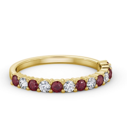 Half Eternity Ruby and Diamond 0.60ct Ring 18K Yellow Gold GEM104_YG_RU_THUMB2 