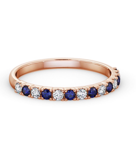 Half Eternity Blue Sapphire and Diamond 0.38ct Ring 9K Rose Gold GEM105_RG_BS_THUMB1