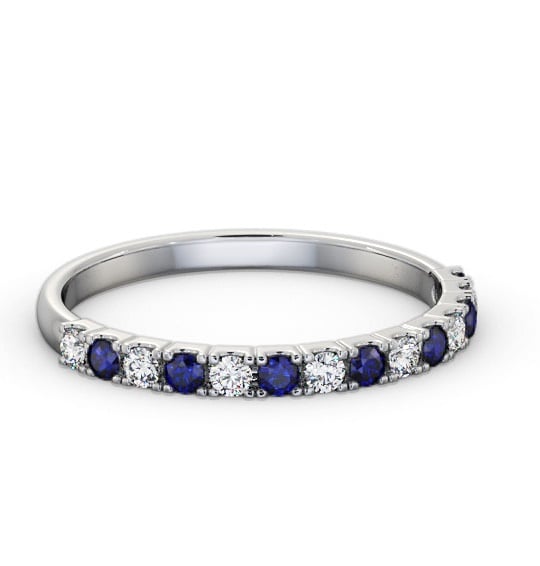 Half Eternity Blue Sapphire and Diamond 0.38ct Ring Platinum GEM105_WG_BS_THUMB1
