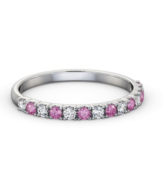 Half Eternity Pink Sapphire and Diamond 0.38ct Ring 18K White Gold GEM105_WG_PS_THUMB1