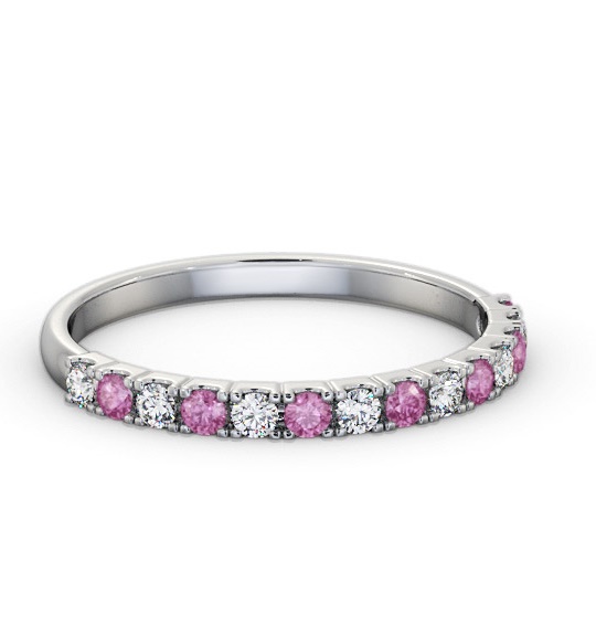 Half Eternity Pink Sapphire and Diamond 0.38ct Ring 18K White Gold GEM105_WG_PS_THUMB2 