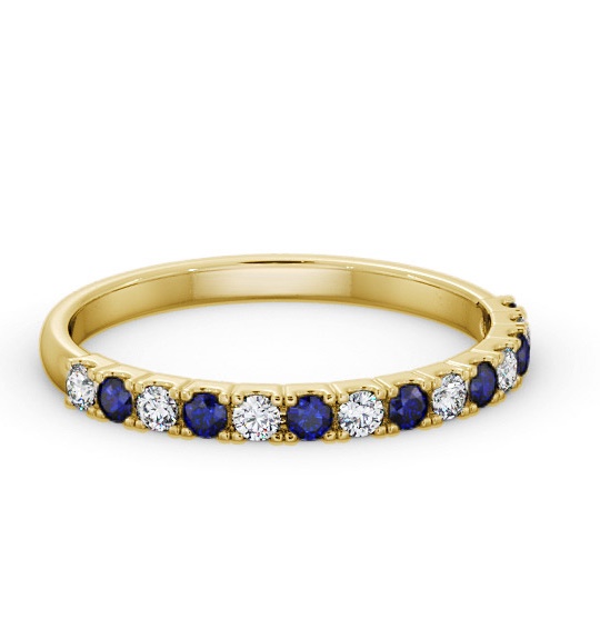 Half Eternity Blue Sapphire and Diamond 0.38ct Ring 18K Yellow Gold GEM105_YG_BS_THUMB1