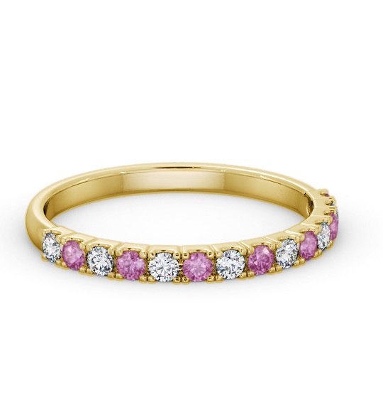 Half Eternity Pink Sapphire and Diamond 0.38ct Ring 18K Yellow Gold GEM105_YG_PS_THUMB1