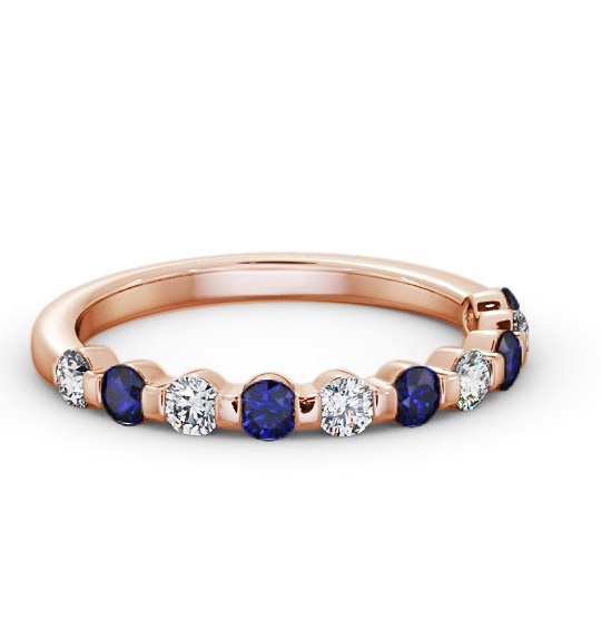 Half Eternity Blue Sapphire and Diamond 0.75ct Ring 18K Rose Gold GEM106_RG_BS_THUMB1