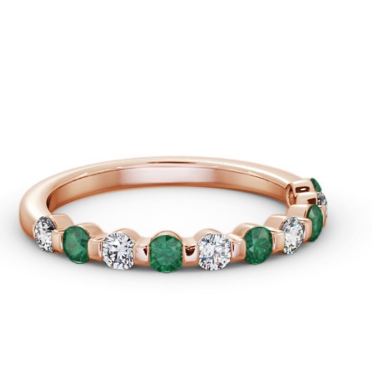 Half Eternity Emerald and Diamond 0.65ct Ring 18K Rose Gold GEM106_RG_EM_THUMB1