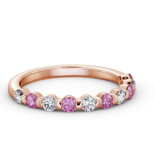 Half Eternity Pink Sapphire and Diamond 0.75ct Ring 9K Rose Gold GEM106_RG_PS_THUMB1