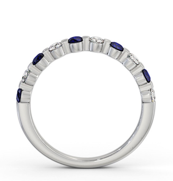 Half Eternity Blue Sapphire and Diamond 0.75ct Ring 18K White Gold GEM106_WG_BS_THUMB1 