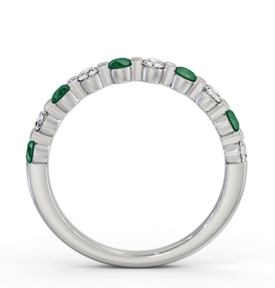 Half Eternity Emerald and Diamond 0.65ct Ring Palladium GEM106_WG_EM_THUMB1 