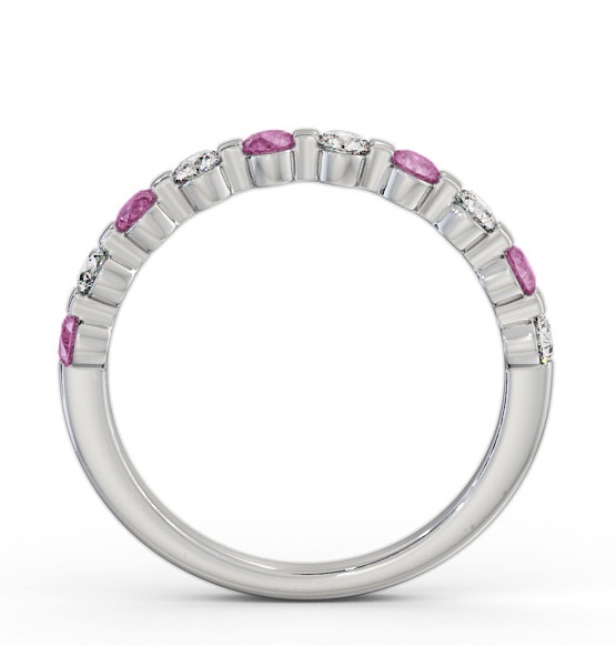 Half Eternity Pink Sapphire and Diamond 0.75ct Ring 18K White Gold GEM106_WG_PS_THUMB1 