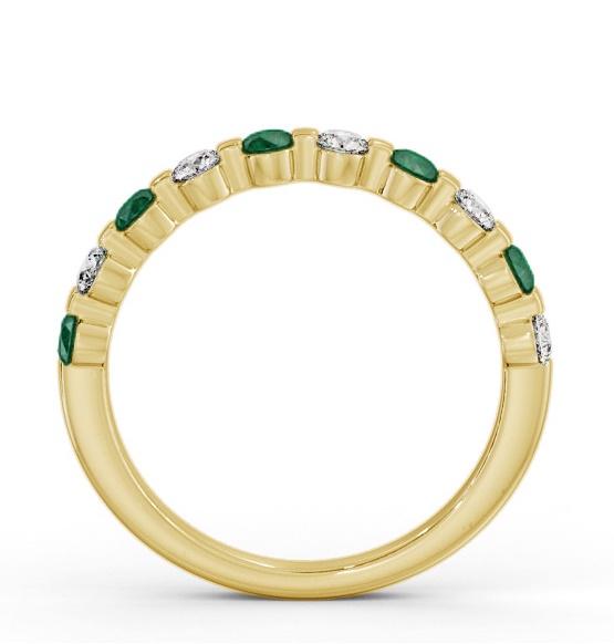 Half Eternity Emerald and Diamond 0.65ct Ring 18K Yellow Gold GEM106_YG_EM_THUMB1 
