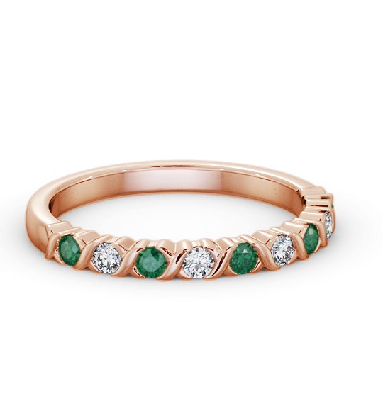 Half Eternity Emerald and Diamond 0.32ct Ring 18K Rose Gold GEM107_RG_EM_THUMB1