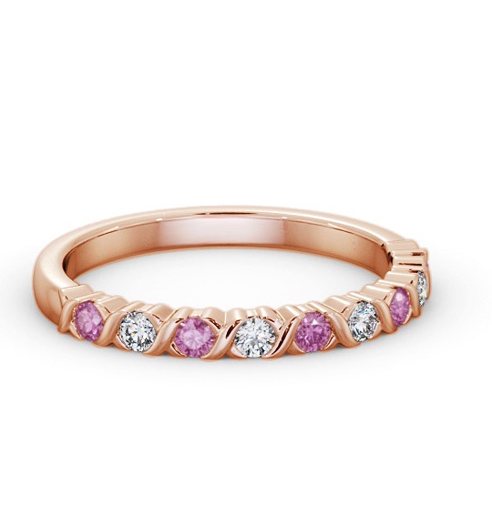 Half Eternity Pink Sapphire and Diamond 0.37ct Ring 18K Rose Gold GEM107_RG_PS_THUMB1