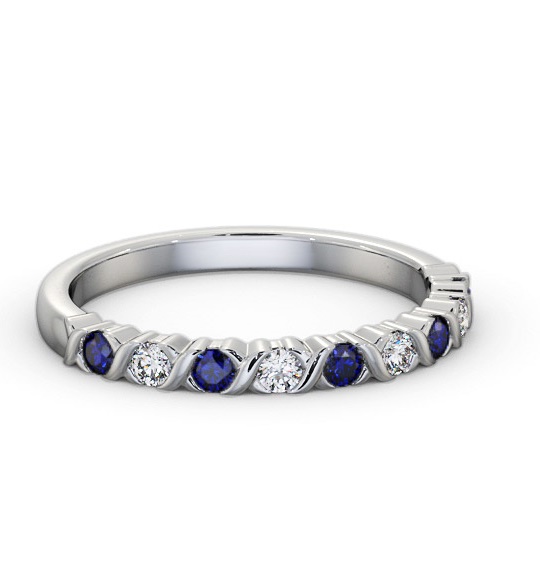 Half Eternity Blue Sapphire and Diamond 0.37ct Ring 18K White Gold GEM107_WG_BS_THUMB1