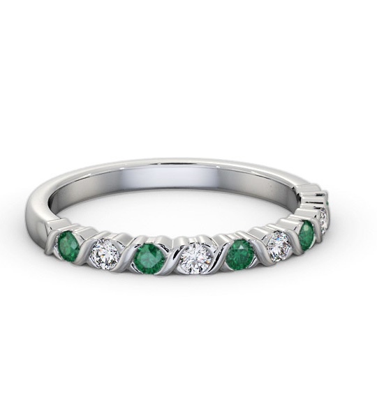 Half Eternity Emerald and Diamond 0.32ct Ring 18K White Gold GEM107_WG_EM_THUMB1