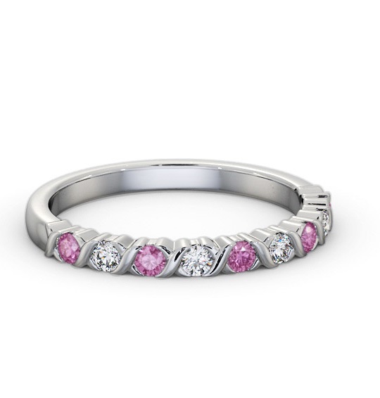 Half Eternity Pink Sapphire and Diamond 0.37ct Ring 18K White Gold GEM107_WG_PS_THUMB1