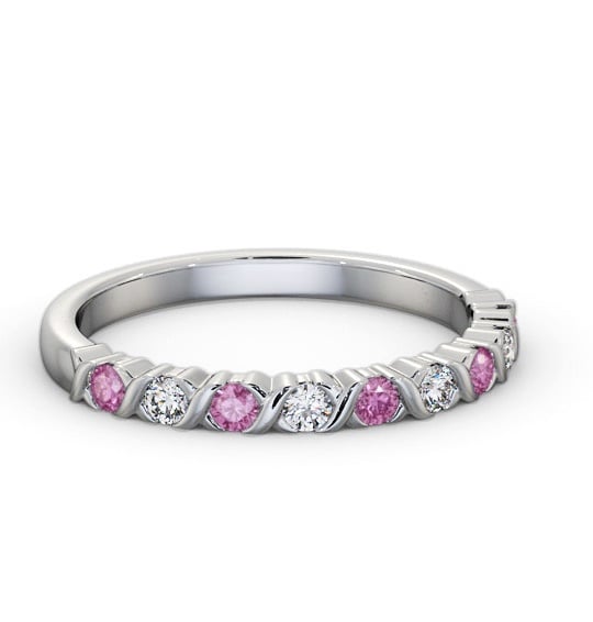 Half Eternity Pink Sapphire and Diamond 0.37ct Ring 18K White Gold GEM107_WG_PS_THUMB2 