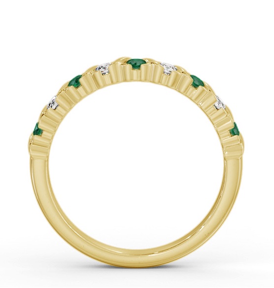 Half Eternity Emerald and Diamond 0.32ct Ring 9K Yellow Gold GEM107_YG_EM_THUMB1 